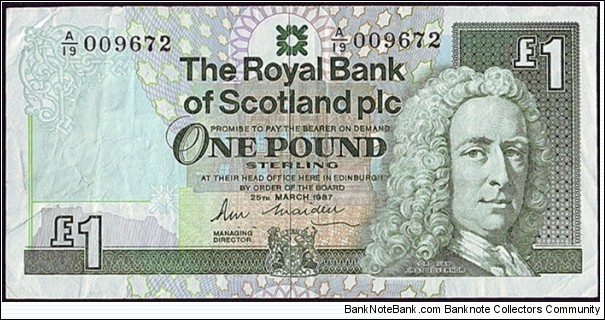 Scotland 1987 1 Pound. Banknote