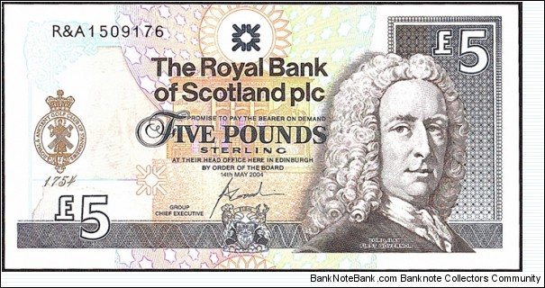 Scotland 2004 5 Pounds.

250 Years of St. Andrews Golf Club. Banknote