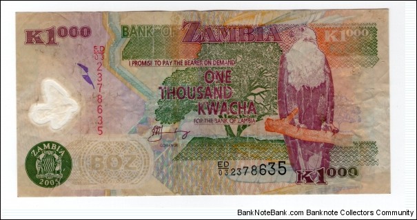 1000 Kwacha Polymer issued Banknote