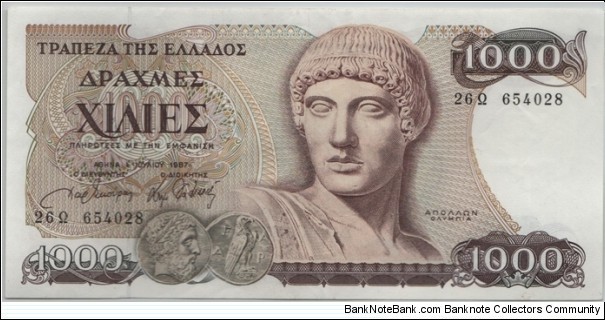 Greece 1000 Drachmai 1987 Banknote