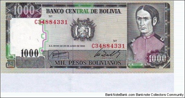  1000 Bolivanos Banknote