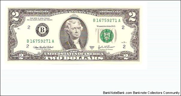 2Dollar (Currency) Banknote