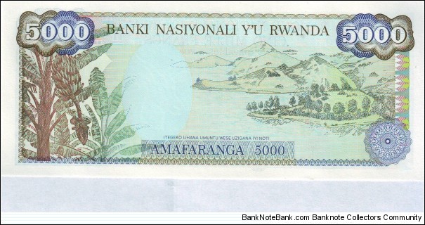 Banknote from Rwanda year 1988