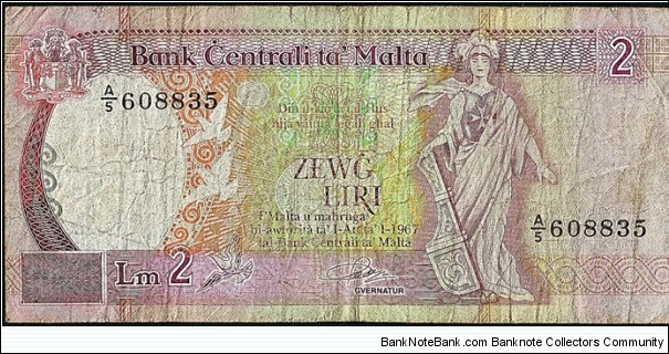 Malta N.D. (1989) 2 Pounds. Banknote