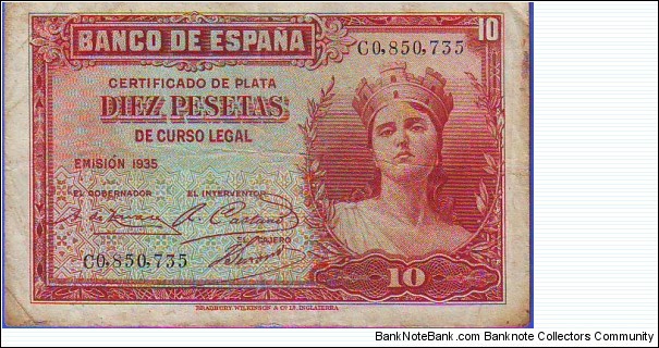  10 Pesetas Banknote