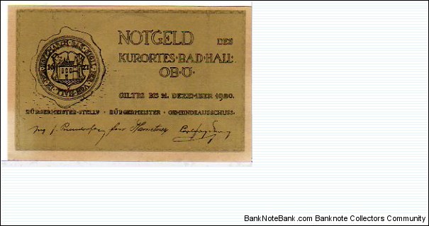 *NOTGELD*__10 Heller__pk# NL__Bad Hall__31.12.1920 Banknote