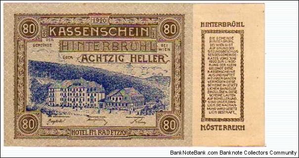 *NOTGELD*__20 Heller__pk# NL__Hinteruhl__30.09.1920  Banknote