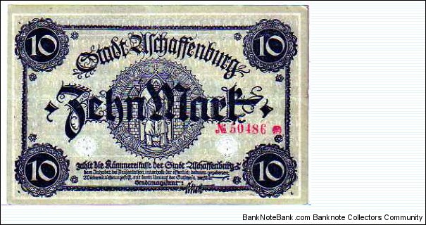 *NOTGELD*__10 Mark__pk# NL__Aschaffenburg Banknote
