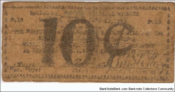 SMR-772 Salcedo, Samar Province 10 centavo note. Banknote