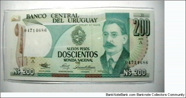 Uruguay 1986 200 Nuevos Pesos P# 66  Banknote