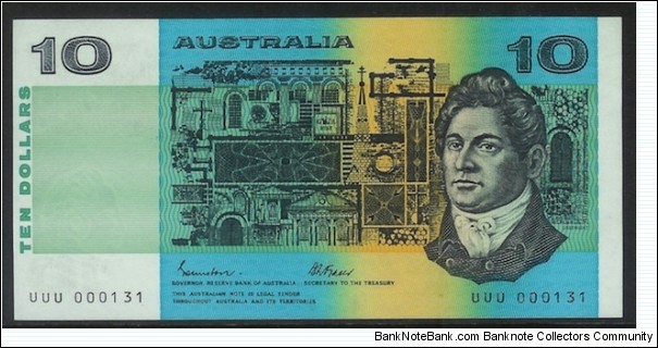 1985 $10 note UUU Solid Prefix & Low Serial Number in UNC Banknote