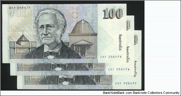 1984 $100 consecutive run of three notes in UNC Banknote