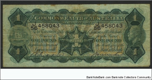 1927 One Pound note with Riddle Heathershaw signatures Banknote