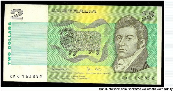 1983 $2 note KKK solid prefix Banknote