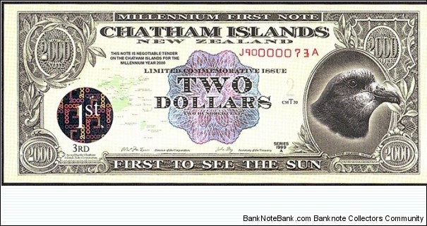 Chatham Islands 1999 2 Dollars (200 Cents). Banknote