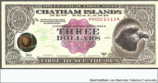 Chatham Islands 1999 3 Dollars (300 Cents). Banknote