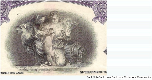 Vignettes from stock certificate: Gulf States Electric and US Steel. Banknote