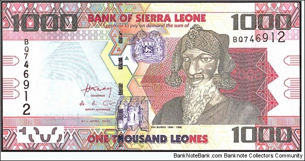 Sierra Leone 2010 1,000 Leones. Banknote