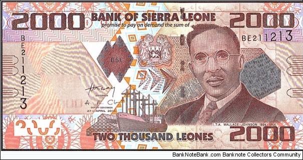 Sierra Leone 2010 2,000 Leones. Banknote