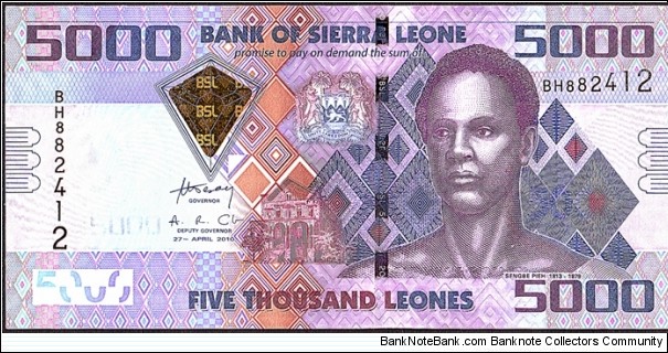 Sierra Leone 2010 5,000 Leones. Banknote