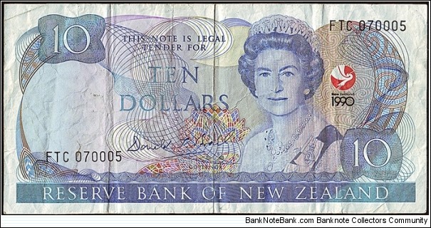 New Zealand 1990 10 Dollars. Banknote