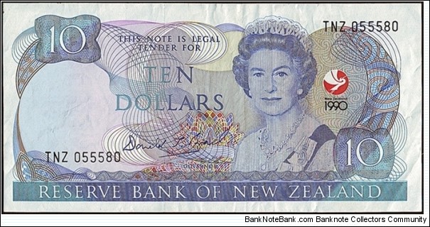 New Zealand 1990 10 Dollars. Banknote