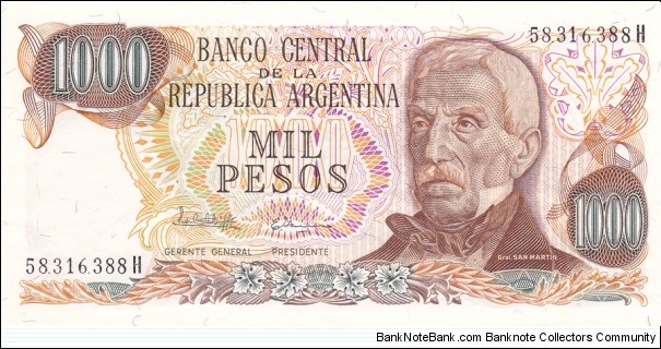 Argentina P304c (1000 pesos ND 1976-83) Banknote