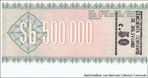 Banknote from Bolivia year 1987