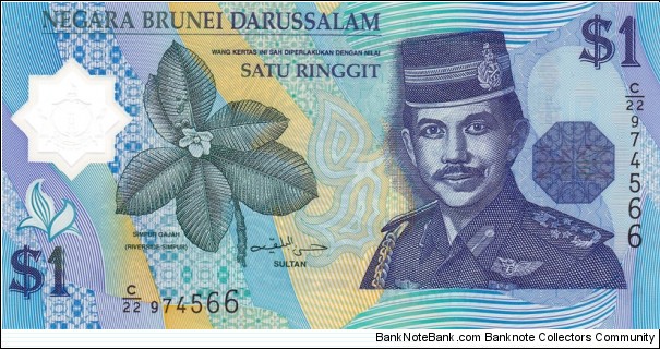 Brunei P22a (1 ringgit 1996) Polymer Banknote