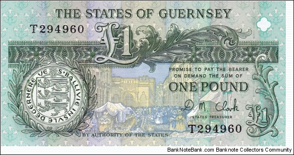 Guernsey P52c (1 pound ND ca1991) Banknote