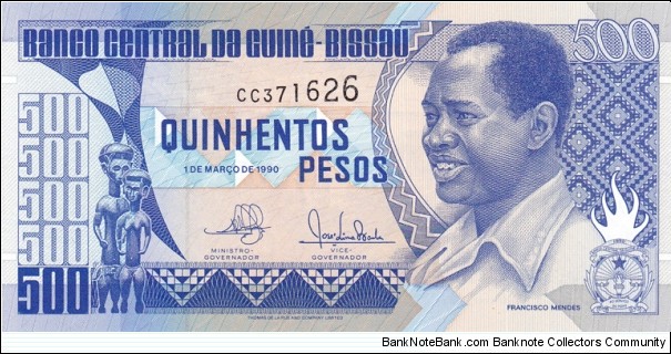 Guinea-Bissau P12 (500 pesos 1/3-1990) Banknote