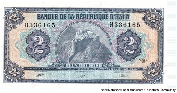 Haiti P254 (2 gourdes 1990) Banknote