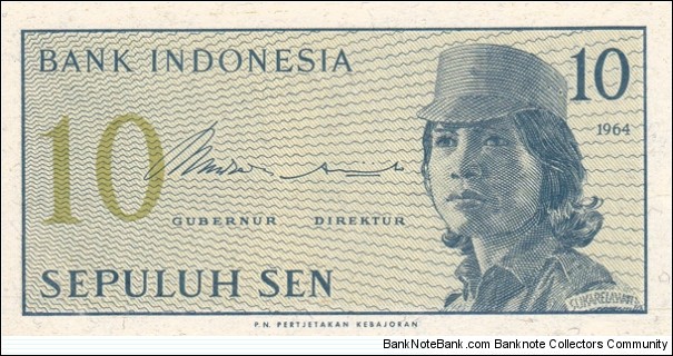Indonesia P92 (10 sen 1964) Banknote