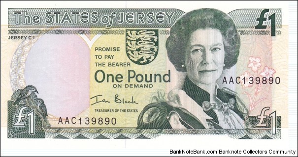 Jersey P26b (1 pound ND 2000) Banknote