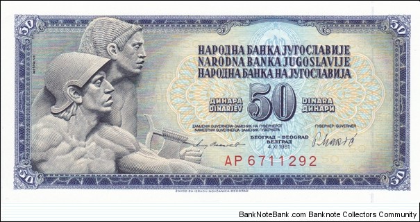 Yugoslavia (Former) P89b (50 dinara 4/11-1981) Banknote