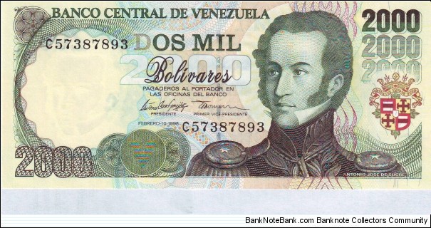  2000 Bolivares Banknote