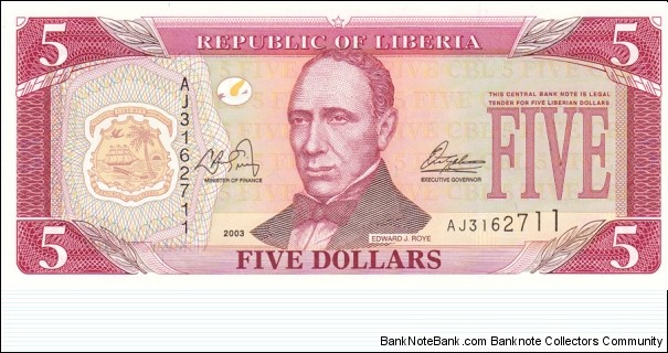 Liberia P26 (5 dollar 2003) Banknote