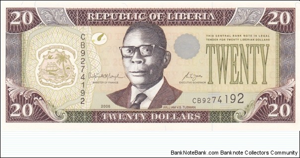 Liberia P28c (20 dollar 2006) Banknote