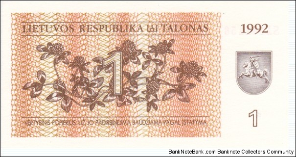 Banknote from Lithuania year 1992