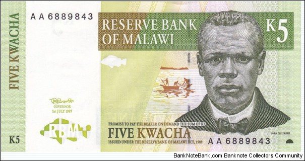 Malawi P36a (5 kwacha 1/7-1997) Banknote