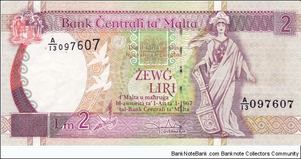 Malta P45b (2 liri 1994) Banknote