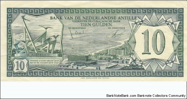 Netherlands Antilles P9b (10 gulden 1/6-1972) Banknote