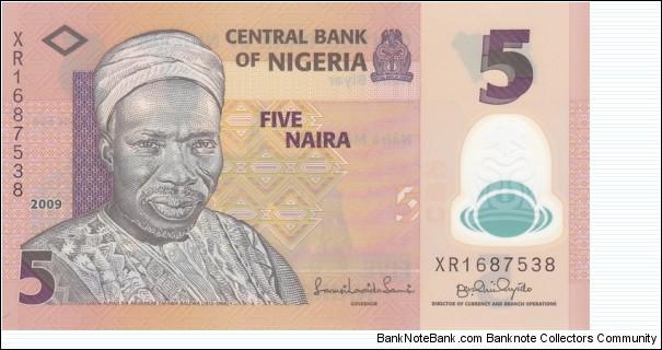 Nigeria P37 (5 naira 2009) Polymer Banknote