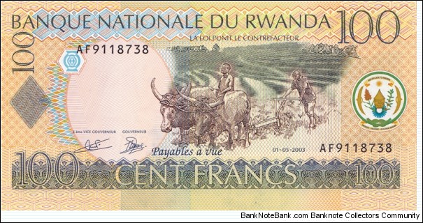 Rwanda P29a (100 francs 2003) Banknote