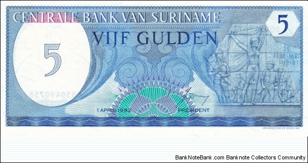 Suriname P125 (5 gulden 1/4-1982) Banknote