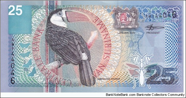 Suriname P148 (25 gulden 1/1-2000) Banknote