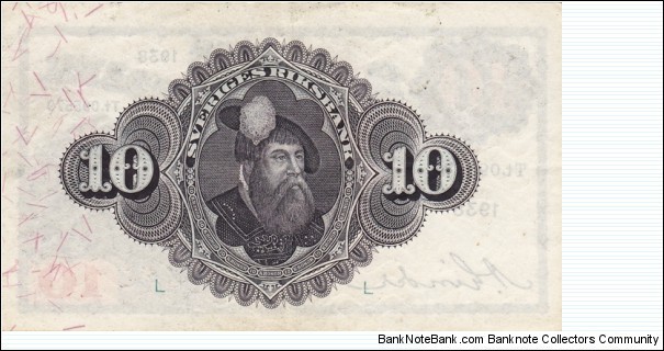 Banknote from Sweden year 1938