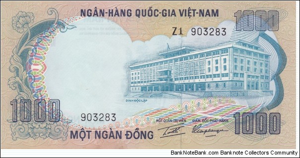 Vietnam South P34a (1000 dong ND 1972) Banknote