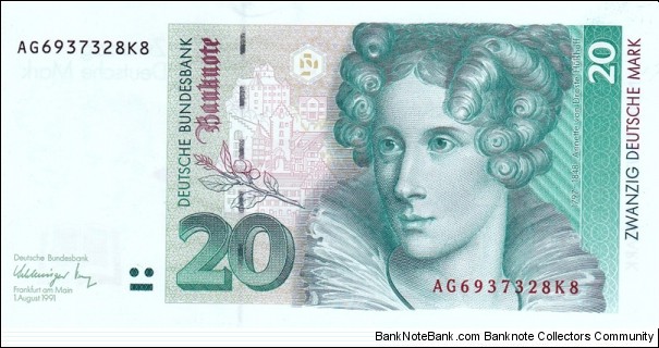 Germany P39a (20 mark 1/8-1991) Banknote