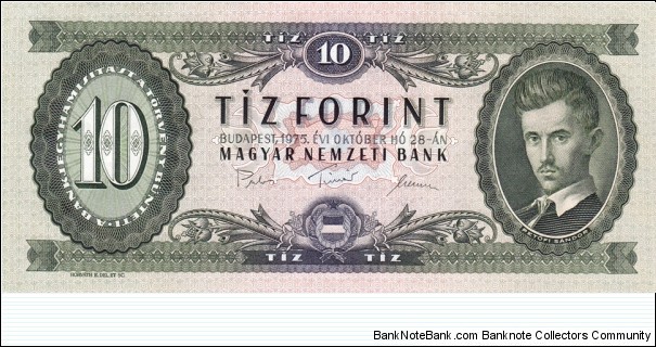 Hungary P168e (10 forint 28/10-1975) Banknote